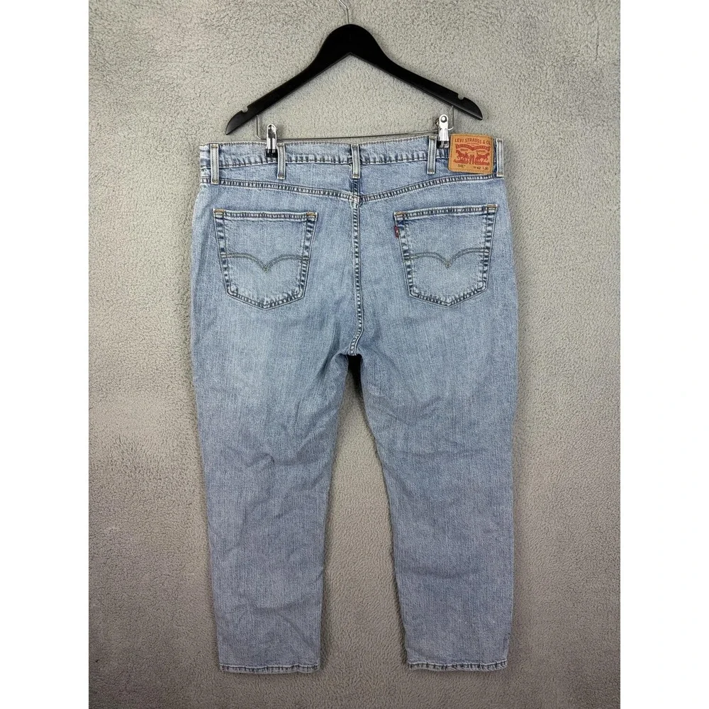 Levis 541 Jeans Mens 42x30 Blue Light Wash Athletic Tapered Stretch Denim Men